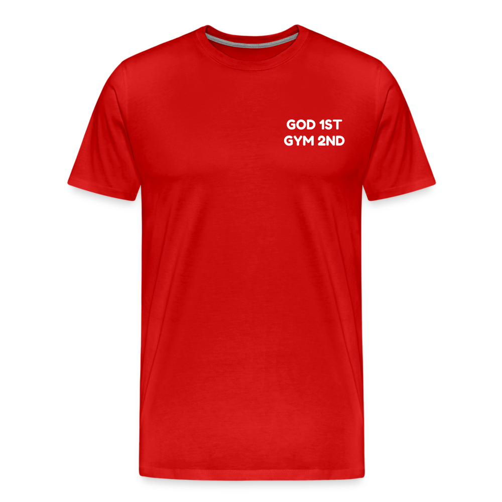AUD Apparel God 1st Gym 2nd Men's Premium T-Shirt - red