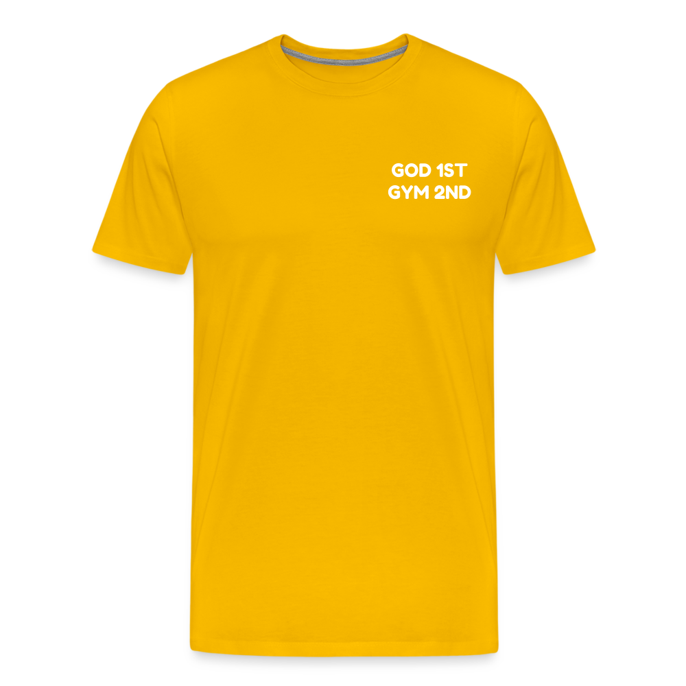 AUD Apparel God 1st Gym 2nd Men's Premium T-Shirt - sun yellow