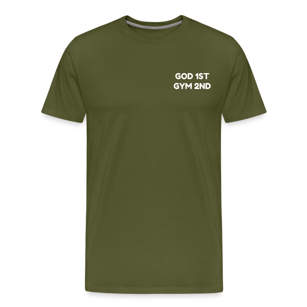 AUD Apparel God 1st Gym 2nd Men's Premium T-Shirt - olive green