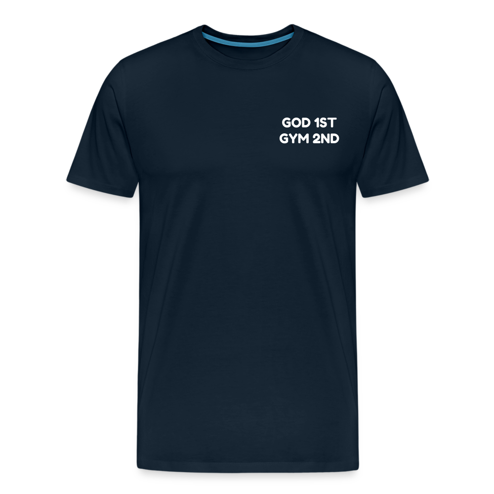 AUD Apparel God 1st Gym 2nd Men's Premium T-Shirt - deep navy